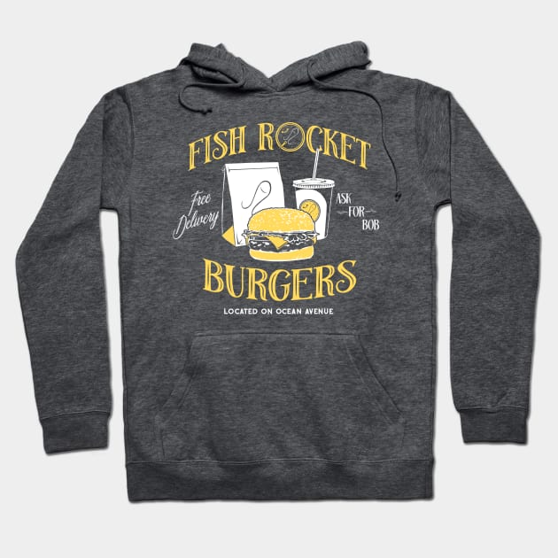 Fish Rocket Burgers Hoodie by stevethomasart